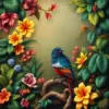 Vintage Trogon Botanical Alcove Paint By Numbers