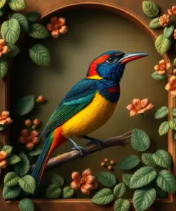 Vintage Trogon Botanical Alcove Paint By Numbers