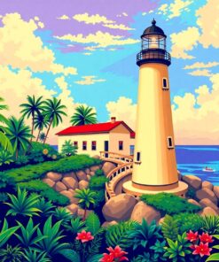 Vintage Tropic Lighthouse Paint By Numbers