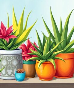Vintage Tropical Aloe Pots Paint By Numbers