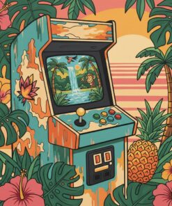 Vintage Tropical Arcade Cabinet Paint By Numbers