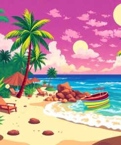 Vintage Tropical Arcade Coast Paint By Numbers