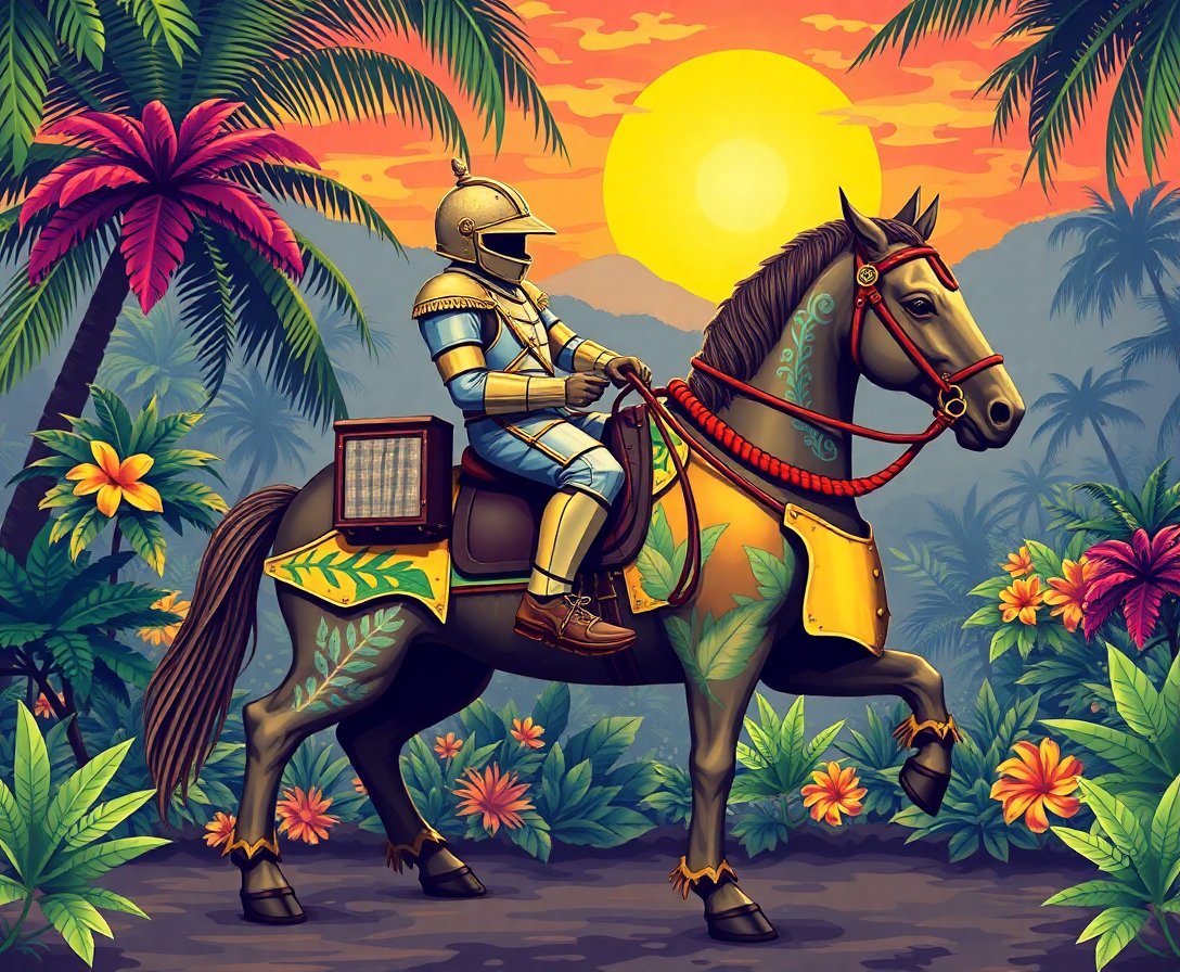 vintage-tropical-armored-steed-paint-by-numbers-kit