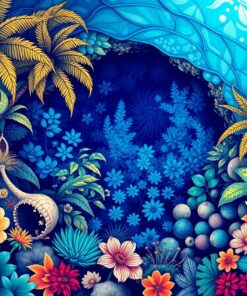 Vintage Tropical Blue Hole Paint By Numbers