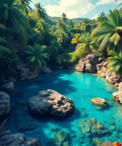 Vintage Tropical Blue Hole paint by numbers