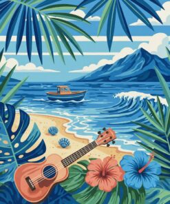 Vintage Tropical Blues Gig Paint By Numbers