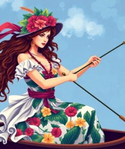 Vintage Tropical Bow Maiden Paint By Numbers