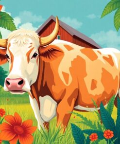 Vintage Tropical Brahman Barn Paint By Numbers