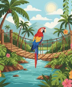 Vintage Tropical Bridge Perch Paint By Numbers