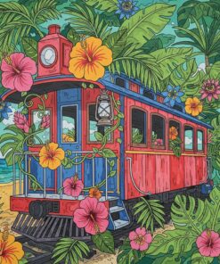 Vintage Tropical Caboose Blooms Paint By Numbers