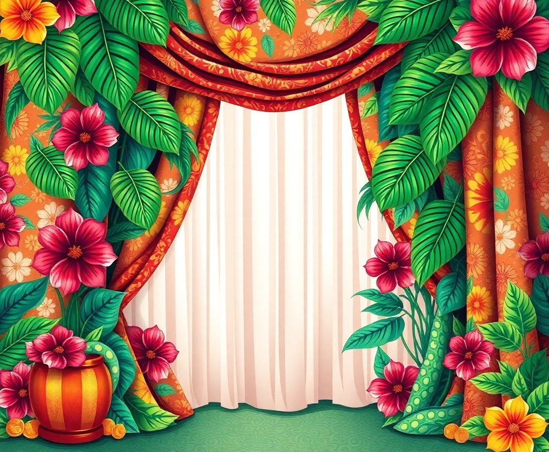 Vintage Tropical Calico Drape Paint By Numbers Kit completed