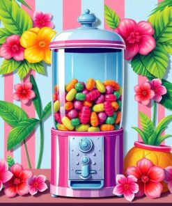 Vintage Tropical Candy Dispenser Paint By Numbers
