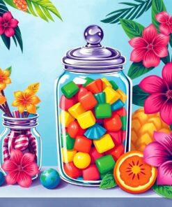 Vintage Tropical Candy Jar Paint By Numbers