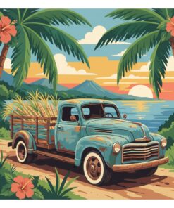 Vintage Tropical Cane Truck Paint By Numbers