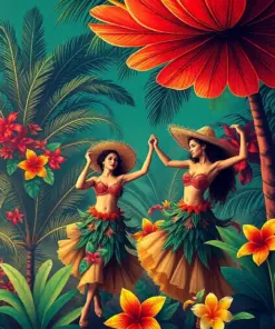 Vintage Tropical Canopy Dancers Paint By Numbers