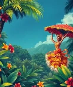 Vintage Tropical Canopy Dancers Paint By Numbers