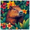 Vintage Tropical Capybara Spring paint by numbers