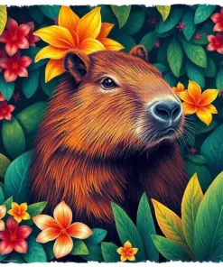 Vintage Tropical Capybara Spring paint by numbers