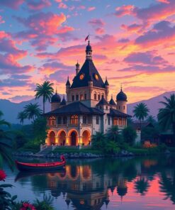 Vintage Tropical Castle Dusk Paint By Numbers