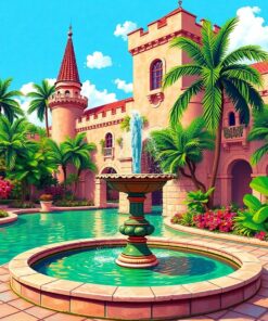 Castle Fountain Paint Numbers