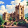 Vintage Tropical Cathedral Ruins Paint By Numbers