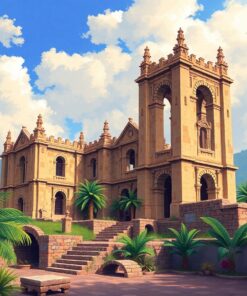 Vintage Tropical Cathedral Ruins Paint By Numbers