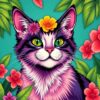Vintage Tropical Cheshire Cat Paint By Numbers