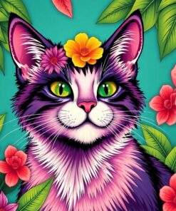 Vintage Tropical Cheshire Cat Paint By Numbers