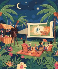 Vintage Tropical Cinema Night Paint By Numbers