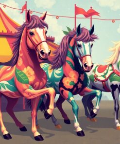 Vintage Tropical Circus Horses Paint By Numbers