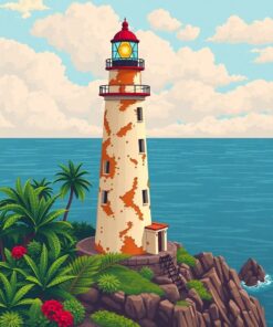 Cliff Lighthouse Paint Numbers