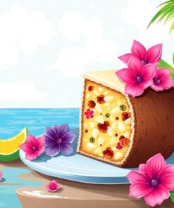 Vintage Tropical Coconut Cake Paint By Numbers