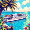 Vintage Tropical Cruise Ad Paint By Numbers