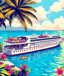Vintage Tropical Cruise Ad Paint By Numbers