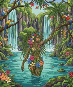 Vintage Tropical Dryad Lagoon Paint By Numbers