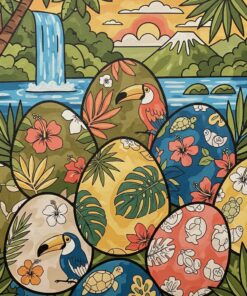 Vintage Tropical Easter Eggs Paint By Numbers