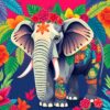 Vintage Tropical Elephant Festival Paint By Numbers