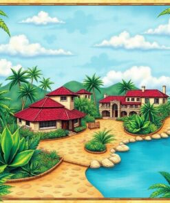 Vintage Tropical Estate Map Paint By Numbers