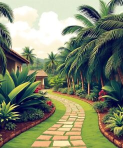 Vintage Tropical Estate Path Paint By Numbers