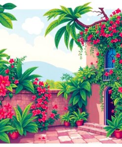 Vintage Tropical Estate Vines Paint By Numbers