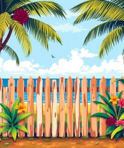 Vintage Tropical Fence Line Paint By Numbers