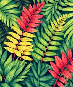 Vintage Tropical Fern Fronds Paint By Numbers
