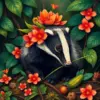 Vintage Tropical Foraging Badger paint by numbers