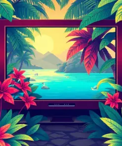Vintage Tropical Gaming Screen Paint By Numbers