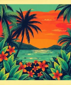 Vintage Tropical Gig Poster Paint By Numbers