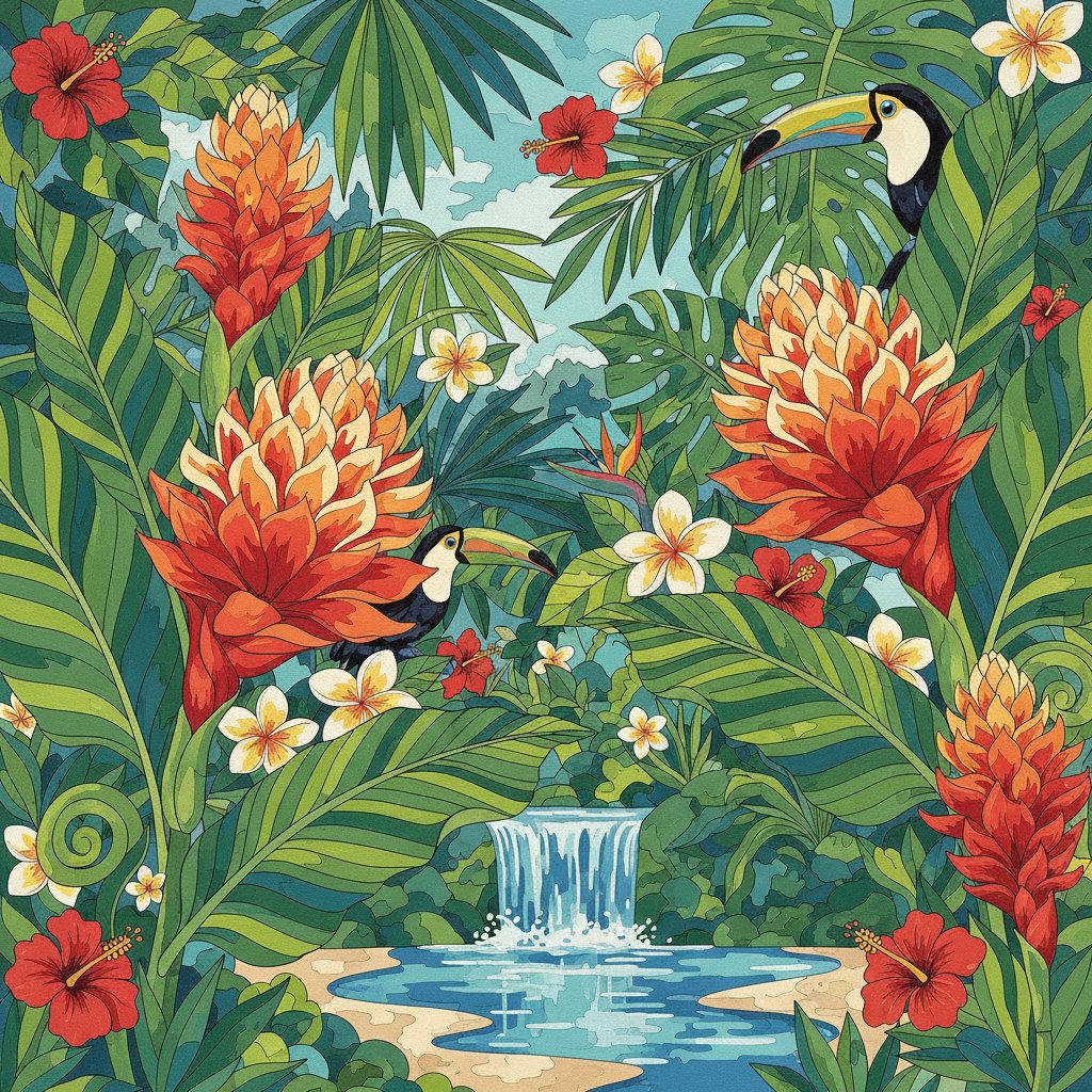 vintage-tropical-ginger-bloom-paint-by-numbers-kit