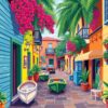Vintage Tropical Harbor Alley Paint By Numbers