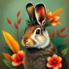 Vintage Tropical Hare Portrait Paint By Numbers