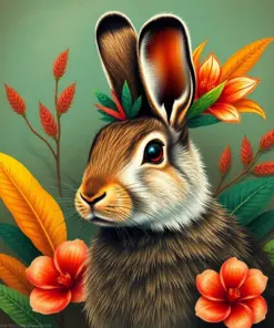 Vintage Tropical Hare Portrait Paint By Numbers