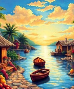 Vintage Tropical Harvest Bay Paint By Numbers